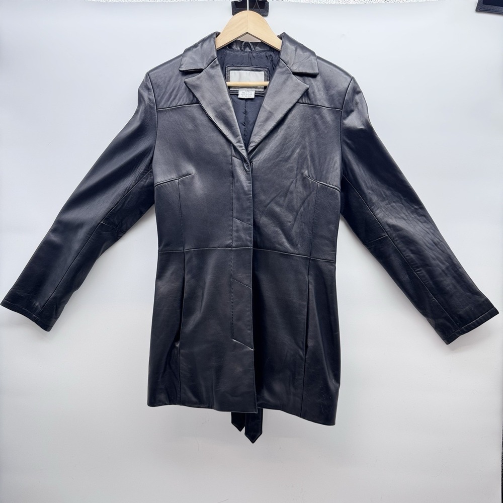 Nine West Black Leather Womens Jacket Size Small With 2 Pair Of Gloves
